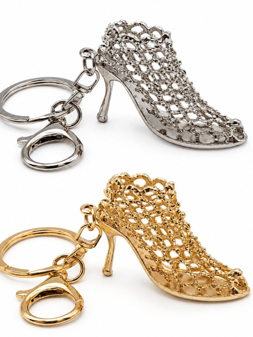 **SPECIAL** Stiletto keychain choice of silver tone or gold tone NIP